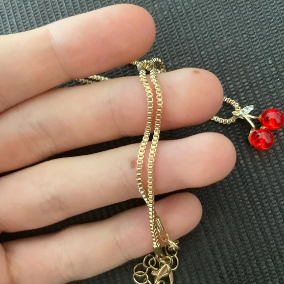 NEW Minimalist Gold Plated Wine Red Cherries Pendant Necklace/Earrings Set - Picture 11 of 13